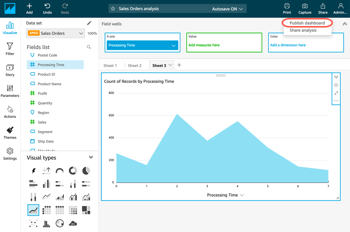 Create business intelligence dashboards using Amazon QuickSight